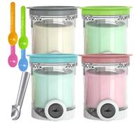 4 recipientes para Creami Ninja Swirl con cucharas de colores, cuchara de aluminio, recipiente de hielo de 500 ml para máquina de hielo Ninja Creami NC700 y NC701 Serie, recipiente para helado Tubs