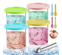 4 recipientes para creami para la máquina de hielo ninja, recipiente de hielo NC501 NC500 Serie 24 Oz Ninja Heladera Recipiente para Helados Ninja Accesorios con 4 cucharas, 1 cuchara para helado