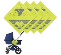 4 reflectores universales para cochecito de bebé, reflectores de seguridad universales, diseño de nubes, luna, estrellas, amarillo neón, adecuado para todos los cochecitos, mochilas, bicicletas,