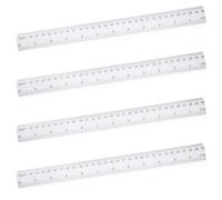 4 reglas de 30 cm, regla de doble escala con medidas métricas e imperiales, reglas de plástico estándar para estudiantes, escuela, oficina, transparente