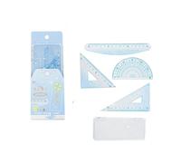 4 reglas de dibujo de geometría escolar, incluye juego recto, transportador cuadrado, suministros escolares para estudiantes, dibujo profesional para matemáticas