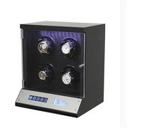 4 relojes automáticos para reloj, monitor LCD, 5 modos, caja de almacenamiento de madera, pintura de piano, negro, brillante, reloj de pulsera, giratorio, motor silencioso de lujo, control remoto, 35