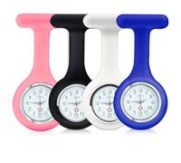 4 relojes de bolsillo para enfermeras, reloj de bolsillo con pin Fob, diseño de control de infecciones, relojes de bolsillo para enfermeras, médicos, paramédicos, fácil de transportar (rosa, negro y