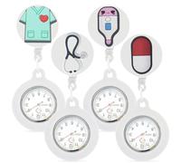 4 relojes de enfermera retráctiles con agujas luminosas de silicona para enfermera y niña, beige, minimalista, beige, Minimalista