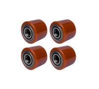4 rodillos for carretilla elevadora eléctrica, 80x64 mm, rodillos for transpaleta, banda de rodadura de polietileno con rodamientos de bolas, diámetro interior 30 mm.