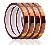 4 Rollos 10mm x 30m Alta Temperatura Cintas Resistentes al Calor, Cinta Adhesiva de Poliimida, Kapton Tape Cinta Aislante para Sublimacion Soldar Placa de Circuito Aislantes (Marrón)