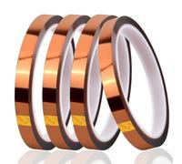 4 Rollos 10mm x 30m Alta Temperatura Cintas Resistentes al Calor, Marrón Kapton Tape Cinta Aislante, Cinta Adhesiva de Poliimida para Sublimacion Soldar Placa de Circuito Aislantes