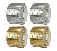 4 rollos/6.400 piezas de hoja de azulejos de mosaico, pegatinas de azulejos de espejo autoadhesivas, pequeños mosaicos de espejo de vidrio cuadrado para manualidades artísticas de bricolaje y