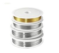 4 rollos alambre para abalorios nailon de acero inoxidable recubierto, 0,5 mm x 100 m, 3 alambres plateados y 1 alambre de cobre, alambre metálico para hacer bisutería artesanal, cadenas y pulseras