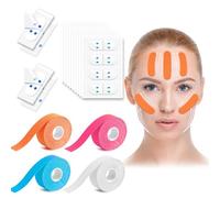 4 Rollos Cinta Antiarrugas, Cinta Kinesiologica Facial con 80 Piezas Paquetes de Parches Antiarrugas, Multifuncional Cinta de Levantamiento Facial para Eliminar Arrugas