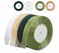 4 Rollos Cinta de Organza 45 m x 20 mm Transparente Cinta de Gasa Cinta Decorativa para Decoración Bodas, Regalos y Manualidades
