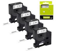 4 Rollos Cinta Etiquetas, 12 mm x 7 m Adhesiva, Blanco y Negro | para LabelManager 150 160 210D 280 350 420P y LabelPoint 150 350, Cinta 45013 Compatible para Dymo D1 Letratag