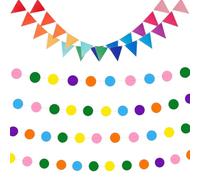 4 rollos confeti 4m + 2 guirnaldas banderines 3m, colores ricos, guirnalda cumpleaños, guirnaldas cumpleaños