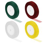 4 rollos de 45 m de cinta navideña para regalos, cinta para lazos de 20 mm de ancho, cinta de gasa, cinta decorativa para Navidad, regalos, bodas, cumpleaños (rojo, amarillo, verde, amarillo)