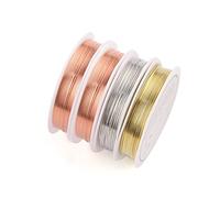 4 rollos de alambre de cobre para joyería, diámetro de alambre de 0,3 mm, alambre de cobre rosa dorado y plateado de 15 m, fabricación de joyas de anillos, alambre de joyería.