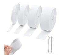 4 rollos de bandas elásticas de costura blancas para manualidades con elasticidad superior y mezcla de poliéster, adecuadas para prendas, ropa deportiva y proyectos de costura en el hogar