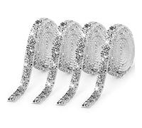 4 rollos de cinta de diamante autoadhesiva de cristal de estrás con purpurina plateada, para decoración de bodas, cumpleaños, manualidades (plata, 10 mm)