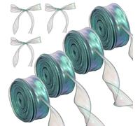 4 rollos de cinta de seda, cinta de regalo de 4 cm de ancho x 37 m de largo, cinta de seda decorativa, para regalo, decoración, boda, invitaciones, ramo de flores, manualidades (verde, 4 unidades)