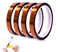 4 rollos de cinta Kapton de 12 mm x 33 m, resistente al calor, cinta térmica para sublimación, cinta térmica de alta temperatura sin residuos, cinta aislante autoadhesiva para electrónica, placa de
