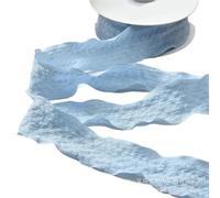 4 rollos de cintas seda gasa con bordes deshilachados hechas a mano for envolver invitaciones boda, ramos, regalos y decoraciones for fiestas para Embalaje en Caja(Blue)