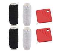 4 Rollos de Hilo Elástico para Coser, 2 Herramientas de Enhebrado, Cordón Plisado, Blanco y Negro, Suministros de Costura (0,5 mm x 27,4 m)