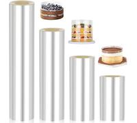 4 rollos de lámina para bordes de tartas, alta 8/10/15/20 cm x 10 m, rollo de acetato transparente, reutilizable, para anillos de postre, decoración de tartas, chocolate, mousse