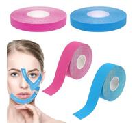 4 Rollos Face Tape,Cinta Kinesiologica Facial,Trans Tape,Cinta Muscular De Estiramiento Facial Transpirable, Estiramiento Facial con Cara En V, Mejora De La Papada (2,5 Cm * 5 M 1,25 Cm * 5 M)