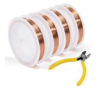 4 Rollos Hilo de Cobre Esmaltado Bobina 0,2mmx100m 0,3 mmx50 m 0,4mmx30m 0,5mmx20m Cable de Cobre para Bobinado de Motores Reparaciones Eléctricas Joyería DIY Manualidad + Pinza de Corte Profesional