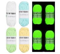 4 Rollos Hilo Que Brilla en la Oscuridad, Hilo Luminoso para Ganchillo, Hilo de Poliéster para Tejer a Mano de 2 mm, Luminosos Ovillos de Lana de 57 Yardas para Bufandas Muñecas Manualidades