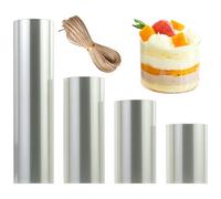 4 Rollos Lámina Para Bordes De Tartas 6/8/10/15cm Rollo De Acetato Transparente Para Engrosar,Tiras De Acetato Para Tartas Reutilizables Para La Decoración De Tartas De Mousse Anillos De Postre(10m)