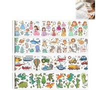 4 Rollos papel dibujo 3m x30cm colorear dinosaurios princesas | Papel recortable para dibujar y colorear, motivos variados, tamaño 3 m × 30 cm, lote de 4 rollos surtidos