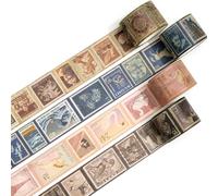 4 Rollos Washi Tapes, Sello Cinta Adhesiva Decorativas Masking Tape para Scrapbooking, Manualidades, Marcos de Fotos, Bullet Journal y Decorar Regalos