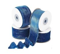 4 Rolls About 21.8 Yards Silk Velvet Ribbon 1-5/8 Inch Handmade Fringe Ribbons Raw Edge Satin Ribbon with Spool for Wedding Gift Wrapping Hair Bows Fl