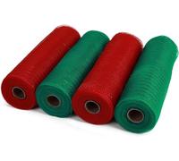 4 Rolls Deco Mesh Ribbon, 10Inch X 30Ft Metallic Foil Ribbon, Wreaths Making Supplies, Christmas Tree Mesh Tulle Roll Fabric Halloween Ribbon Gift Box Wrapping Party Diy Decor, LJJY-KK