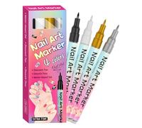 4 rotuladores de uñas de larga duración de colores con punta extrafina para puntear, dibujar, decorar manicuras, forros, trazar, dibujar y usar en el hogar