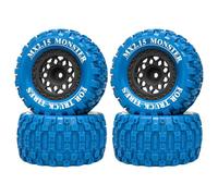 4 ruedas de goma MX2.15 de 100 x 52 mm, buje hexagonal de 12 mm, piezas de repuesto para TRAXXAS MINI MAXX XRT MJX RLAARLO Monster Truck RC Car (negro-azul)