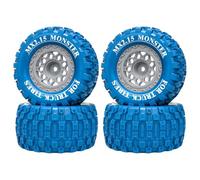 4 ruedas de goma MX2.15 de 100 x 52 mm, buje hexagonal de 12 mm, piezas de repuesto RC para TRAXXAS MINI MAXX XRT MJX RLAARLO Monster Truck RC Car (gris-azul)