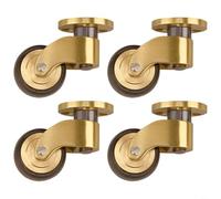 4 ruedas de latón giratorias 360° con rodamiento silencioso, resistentes ruedas para muebles para mesa de sofá, ruedas silenciosas de latón macizo cepillado, oro negro, diámetro de la rueda 26 mm