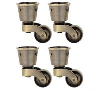 4 ruedas de latón macizo para muebles, ruedas retro resistentes en forma de taza con rodamientos silenciosos, rodillos de bronce de 55 x 28,5 mm para protección del suelo del sofá, silla, gabinete
