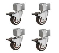4 ruedas for muebles de cuna de 2 pulgadas, de goma suave y silenciosas, en forma de U con freno for abrazaderas de gabinete, rodillos de repuesto. para Muebles