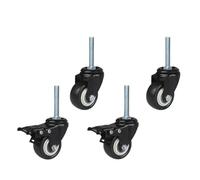 4 ruedas giratorias de 1,5 pulgadas con tornillo M8/M10/M12, freno extendido 60°, poliuretano, doble rodamiento, universales(M10-Brake-Universal)
