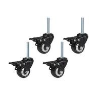 4 ruedas giratorias de 1,5 pulgadas con tornillo M8/M10/M12, freno extendido 60°, poliuretano, doble rodamiento, universales(M10-Brake)