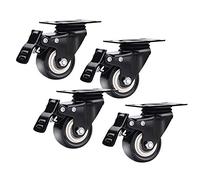 4 Ruedas Giratorias for Muebles for de Placa Industrial Sin Ruido Rueda Giratoria con Frenos, Tornillos, for Estantes, Carros, Sofás,Negro(1.5inch)