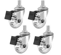 4 ruedas giratorias para muebles, con pasadores roscados M8 x 15 y rodamientos, ruedas de goma transparente, ruedas de transporte, con freno (75 mm)