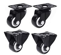 4 Ruedas giratorias para Muebles, de Poliuretano, Color Negro, Resistentes, con Placas Superiores de 360°, rodamientos Dobles, Resistentes al Desgaste, Capacidad de 200 kg, con Tornillos (2