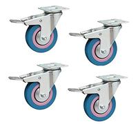 4 ruedas giratorias resistentes de 4" con freno - Ruedas de goma de 360° for muebles y remolques industriales(Brake 75mm)