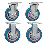 4 ruedas giratorias resistentes de 4" con freno - Ruedas de goma de 360° for muebles y remolques industriales(Orientation+universal 100mm)