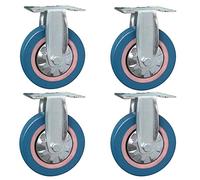 4 ruedas giratorias resistentes de 4" con freno - Ruedas de goma de 360° for muebles y remolques industriales(Orientation 100mm)