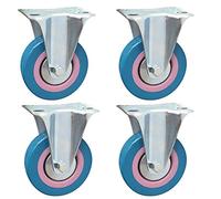 4 ruedas giratorias resistentes de 4 pulgadas con freno - Ruedas de goma silenciosas for muebles y remolques industriales(Orientation 75mm)