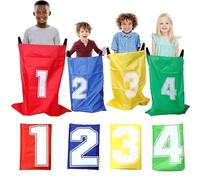 4 sacos saltantes para niños, 51,5 x 71,5 cm, juego de sacos para exteriores, sacos de saco, juegos de jardín para niños, cumpleaños infantiles, juegos de fiesta para fiestas, fiestas deportivas